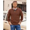 imageCOOFANDY Mens Quarter Zip Pullover Slim Fit Lightweight Sweater Casual Mock Neck Knit Polo SweaterBrown