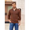 imageCOOFANDY Mens Quarter Zip Pullover Slim Fit Lightweight Sweater Casual Mock Neck Knit Polo SweaterBrown