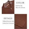 imageCOOFANDY Mens Quarter Zip Pullover Slim Fit Lightweight Sweater Casual Mock Neck Knit Polo SweaterBrown