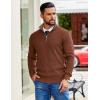 imageCOOFANDY Mens Quarter Zip Pullover Slim Fit Lightweight Sweater Casual Mock Neck Knit Polo SweaterBrown