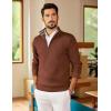 imageCOOFANDY Mens Quarter Zip Pullover Slim Fit Lightweight Sweater Casual Mock Neck Knit Polo SweaterBrown