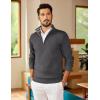 imageCOOFANDY Mens Quarter Zip Pullover Slim Fit Lightweight Sweater Casual Mock Neck Knit Polo SweaterDark Gray