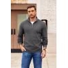imageCOOFANDY Mens Quarter Zip Pullover Slim Fit Lightweight Sweater Casual Mock Neck Knit Polo SweaterDark Gray