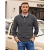 imageCOOFANDY Mens Quarter Zip Pullover Slim Fit Lightweight Sweater Casual Mock Neck Knit Polo SweaterDark Gray