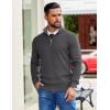 imageCOOFANDY Mens Quarter Zip Pullover Slim Fit Lightweight Sweater Casual Mock Neck Knit Polo SweaterDark Gray