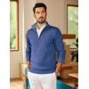 imageCOOFANDY Mens Quarter Zip Pullover Slim Fit Lightweight Sweater Casual Mock Neck Knit Polo SweaterGray Blue
