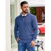 imageCOOFANDY Mens Quarter Zip Pullover Slim Fit Lightweight Sweater Casual Mock Neck Knit Polo SweaterGray Blue