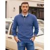 imageCOOFANDY Mens Quarter Zip Pullover Slim Fit Lightweight Sweater Casual Mock Neck Knit Polo SweaterGray Blue