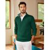 imageCOOFANDY Mens Quarter Zip Pullover Slim Fit Lightweight Sweater Casual Mock Neck Knit Polo SweaterGreen