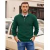imageCOOFANDY Mens Quarter Zip Pullover Slim Fit Lightweight Sweater Casual Mock Neck Knit Polo SweaterGreen