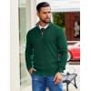imageCOOFANDY Mens Quarter Zip Pullover Slim Fit Lightweight Sweater Casual Mock Neck Knit Polo SweaterGreen