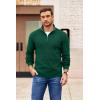 imageCOOFANDY Mens Quarter Zip Pullover Slim Fit Lightweight Sweater Casual Mock Neck Knit Polo SweaterGreen