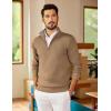 imageCOOFANDY Mens Quarter Zip Pullover Slim Fit Lightweight Sweater Casual Mock Neck Knit Polo SweaterKhaki
