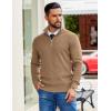 imageCOOFANDY Mens Quarter Zip Pullover Slim Fit Lightweight Sweater Casual Mock Neck Knit Polo SweaterKhaki