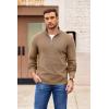 imageCOOFANDY Mens Quarter Zip Pullover Slim Fit Lightweight Sweater Casual Mock Neck Knit Polo SweaterKhaki