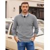 imageCOOFANDY Mens Quarter Zip Pullover Slim Fit Lightweight Sweater Casual Mock Neck Knit Polo SweaterLight Gray