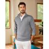 imageCOOFANDY Mens Quarter Zip Pullover Slim Fit Lightweight Sweater Casual Mock Neck Knit Polo SweaterLight Gray