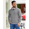 imageCOOFANDY Mens Quarter Zip Pullover Slim Fit Lightweight Sweater Casual Mock Neck Knit Polo SweaterLight Gray