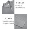 imageCOOFANDY Mens Quarter Zip Pullover Slim Fit Lightweight Sweater Casual Mock Neck Knit Polo SweaterLight Gray
