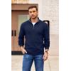 imageCOOFANDY Mens Quarter Zip Pullover Slim Fit Lightweight Sweater Casual Mock Neck Knit Polo SweaterNavy