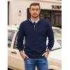 imageCOOFANDY Mens Quarter Zip Pullover Slim Fit Lightweight Sweater Casual Mock Neck Knit Polo SweaterNavy