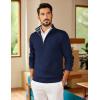imageCOOFANDY Mens Quarter Zip Pullover Slim Fit Lightweight Sweater Casual Mock Neck Knit Polo SweaterNavy