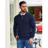 imageCOOFANDY Mens Quarter Zip Pullover Slim Fit Lightweight Sweater Casual Mock Neck Knit Polo SweaterNavy