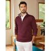 imageCOOFANDY Mens Quarter Zip Pullover Slim Fit Lightweight Sweater Casual Mock Neck Knit Polo SweaterRed