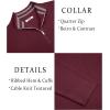 imageCOOFANDY Mens Quarter Zip Pullover Slim Fit Lightweight Sweater Casual Mock Neck Knit Polo SweaterRed