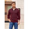 imageCOOFANDY Mens Quarter Zip Pullover Slim Fit Lightweight Sweater Casual Mock Neck Knit Polo SweaterRed