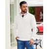 imageCOOFANDY Mens Quarter Zip Pullover Slim Fit Lightweight Sweater Casual Mock Neck Knit Polo SweaterWhite