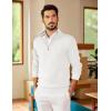 imageCOOFANDY Mens Quarter Zip Pullover Slim Fit Lightweight Sweater Casual Mock Neck Knit Polo SweaterWhite