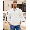 imageCOOFANDY Mens Quarter Zip Pullover Slim Fit Lightweight Sweater Casual Mock Neck Knit Polo SweaterWhite