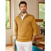 imageCOOFANDY Mens Quarter Zip Pullover Slim Fit Lightweight Sweater Casual Mock Neck Knit Polo SweaterYellow