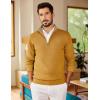 imageCOOFANDY Mens Quarter Zip Pullover Slim Fit Lightweight Sweater Casual Mock Neck Knit Polo SweaterYellow