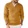 imageCOOFANDY Mens Quarter Zip Pullover Slim Fit Lightweight Sweater Casual Mock Neck Knit Polo SweaterYellow