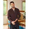 imageCOOFANDY Mens Quarter Zip Sweater Casual Slim Fit Pullovers Sweaters Knit Twill Texture PulloverCoffee