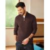 imageCOOFANDY Mens Quarter Zip Sweater Casual Slim Fit Pullovers Sweaters Knit Twill Texture PulloverCoffee