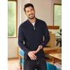 imageCOOFANDY Mens Quarter Zip Sweater Casual Slim Fit Pullovers Sweaters Knit Twill Texture PulloverNavy Blue