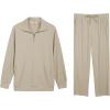 imageCOOFANDY Mens Sweatsuits 2 Piece Set Quarter Zip Pullover with Wide Leg Sweatpants Matching TracksuitBeige