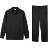 imageCOOFANDY Mens Sweatsuits 2 Piece Set Quarter Zip Pullover with Wide Leg Sweatpants Matching TracksuitBlack