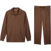 imageCOOFANDY Mens Sweatsuits 2 Piece Set Quarter Zip Pullover with Wide Leg Sweatpants Matching TracksuitBrown