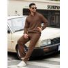 imageCOOFANDY Mens Sweatsuits 2 Piece Set Quarter Zip Pullover with Wide Leg Sweatpants Matching TracksuitBrown