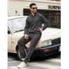 imageCOOFANDY Mens Sweatsuits 2 Piece Set Quarter Zip Pullover with Wide Leg Sweatpants Matching TracksuitDark Grey