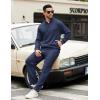 imageCOOFANDY Mens Sweatsuits 2 Piece Set Quarter Zip Pullover with Wide Leg Sweatpants Matching TracksuitNavy