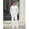 imageCOOFANDY Mens Sweatsuits 2 Piece Set Quarter Zip Pullover with Wide Leg Sweatpants Matching TracksuitWhite