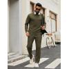 imageCOOFANDY Mens Tracksuits 2 Piece Casual Athletic Sweatsuit Quarter Zip Pullover Long Sleeve Running Sport OutfitsArmy Green