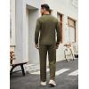 imageCOOFANDY Mens Tracksuits 2 Piece Casual Athletic Sweatsuit Quarter Zip Pullover Long Sleeve Running Sport OutfitsArmy Green