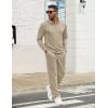 imageCOOFANDY Mens Tracksuits 2 Piece Casual Athletic Sweatsuit Quarter Zip Pullover Long Sleeve Running Sport OutfitsLight Khaki