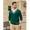 imageCOOFANDY Mens V Neck Sweater Long Sleeve Cable Knit Sweater Fall Winter Pullover Slim Fit Stretchy Fabric Preppy StyleChristmas Green